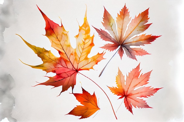 Watercolor autumn leaves Generative AI