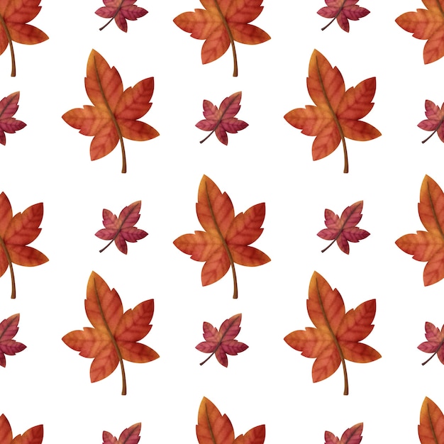 Watercolor Autumn maple seamless patterns