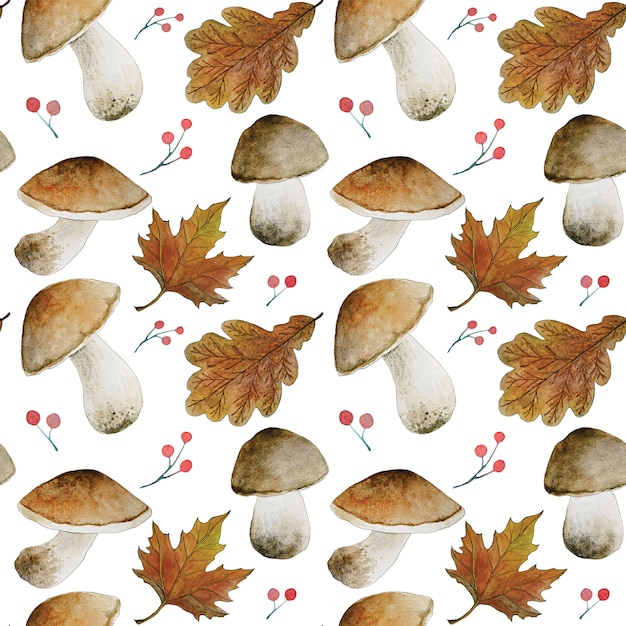 Watercolor autumn seamless pattern