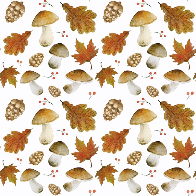 Photo watercolor autumn seamless pattern
