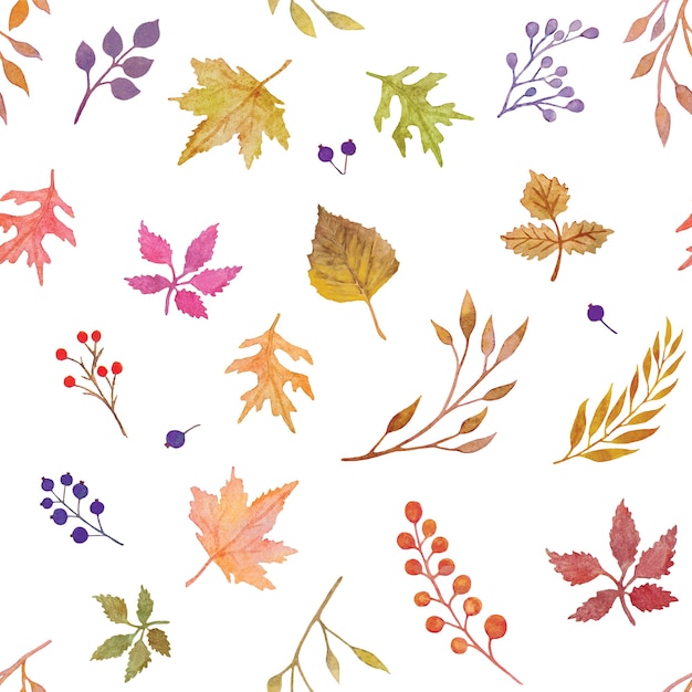 Watercolor autumn seamless pattern