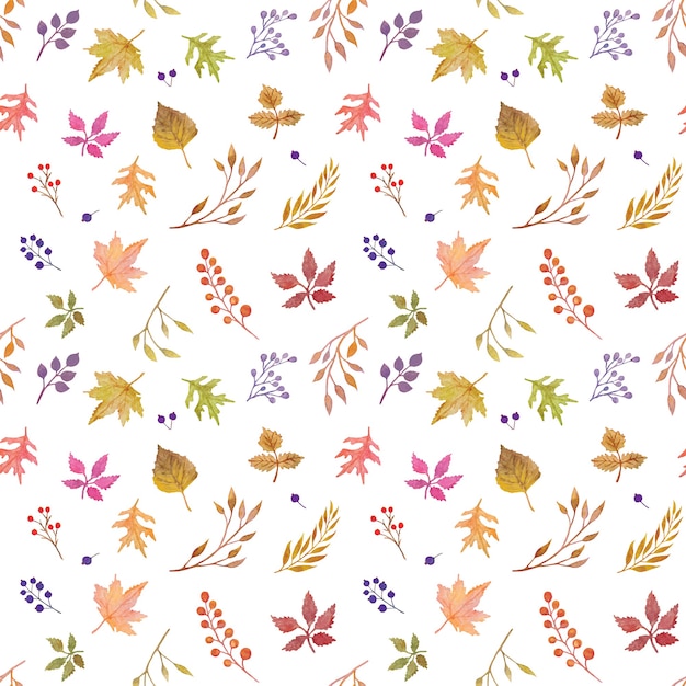 Watercolor autumn seamless pattern