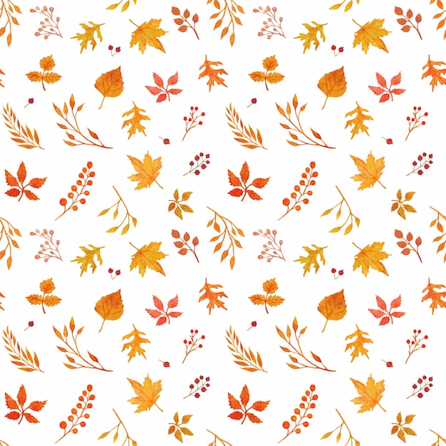 Photo watercolor autumn seamless pattern