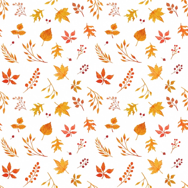 Watercolor autumn seamless pattern