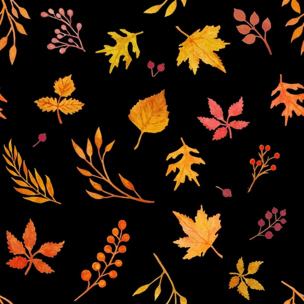 Photo watercolor autumn seamless pattern