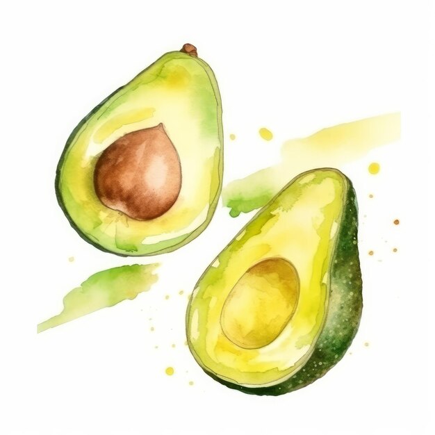 Watercolor Avocado Illustration AI GenerativexA