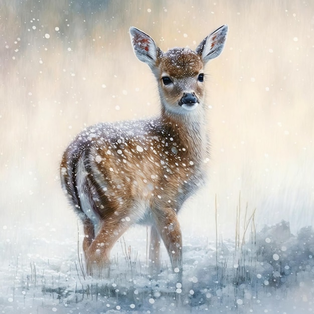 Watercolor Baby Deer