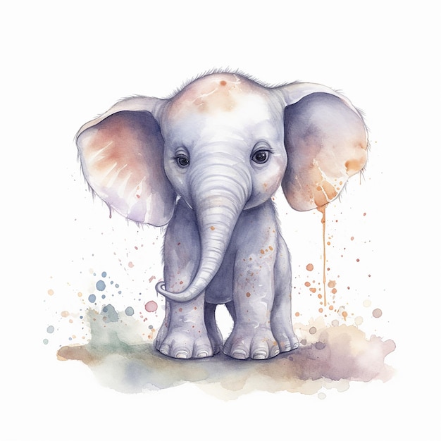 A watercolor baby elephent ai generated