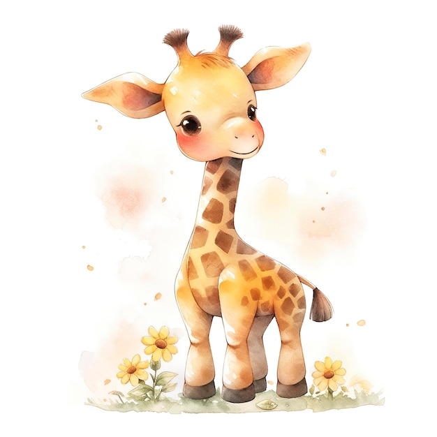 Watercolor Baby Giraffe