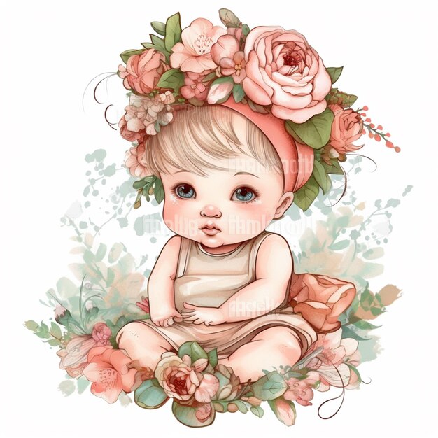 Photo watercolor baby girl sublimation