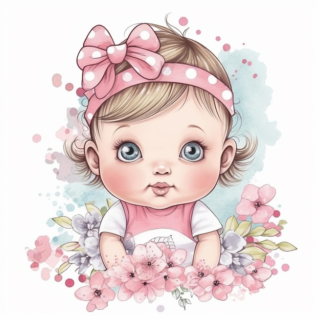 watercolor baby girl sublimation