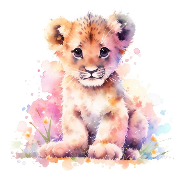 Watercolor Baby Lion