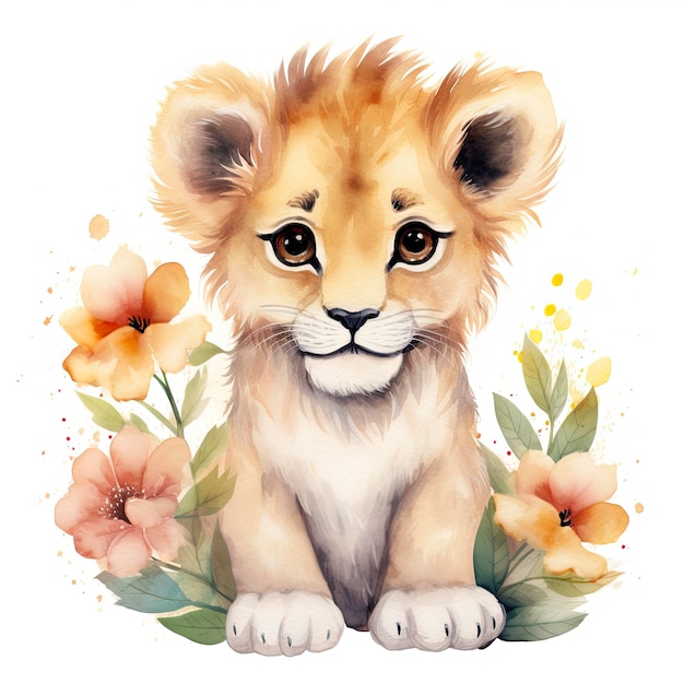 Watercolor Baby Lion