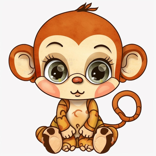 Photo watercolor baby monkey sublimation