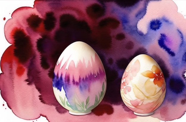 Photo watercolor background easter bunny eggs nature happy easter holiday celebration ai generated