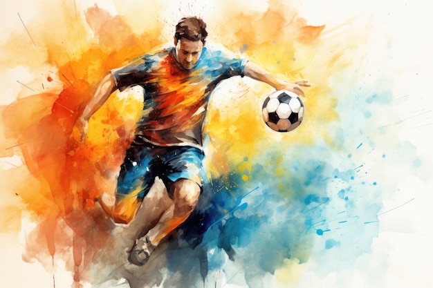 Watercolor background inspired by sports creating a visually dynamic and vibrant image