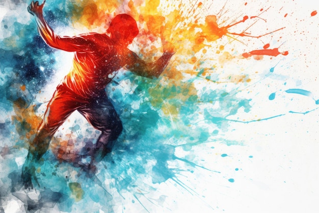 Watercolor background inspired by sports creating a visually dynamic and vibrant image