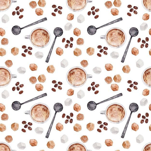 Watercolor background pattern Coffee 