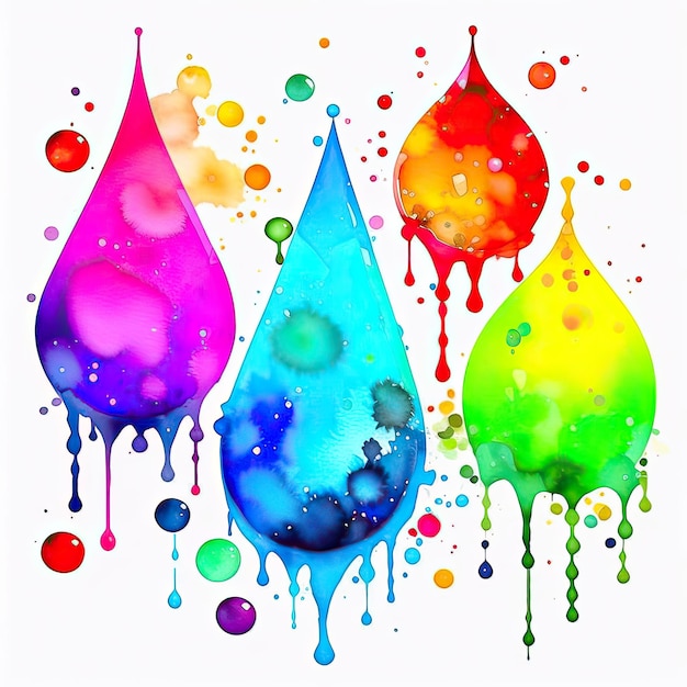 Photo watercolor background red watercolor drops and splashes