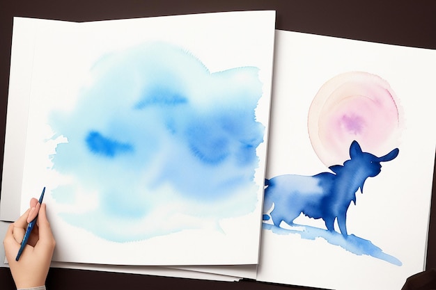 Watercolor background splash ink shading design element minimalist style of chinese ink painting