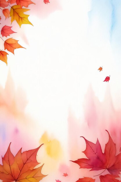 Watercolor Background for Text With Autumn Fall Leaves