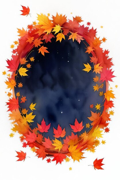 Watercolor Background for Text With Autumn Fall Leaves