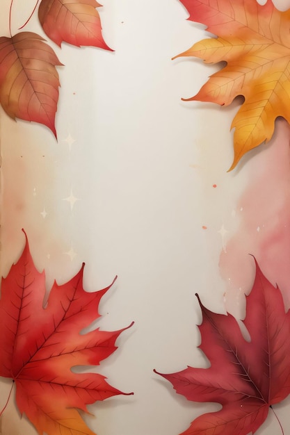 Watercolor Background for Text With Autumn Fall Leaves