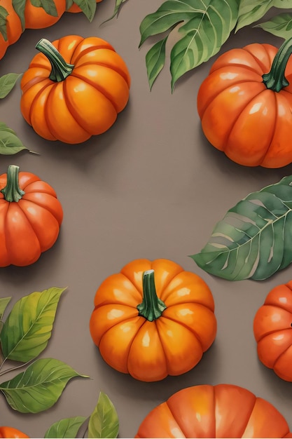 Watercolor Background For text with Pumpkins