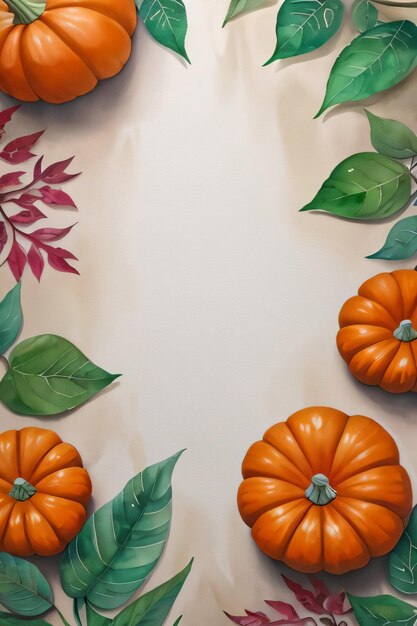 Watercolor background for text with pumpkins