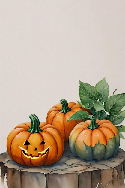 Watercolor Background For text with Pumpkins