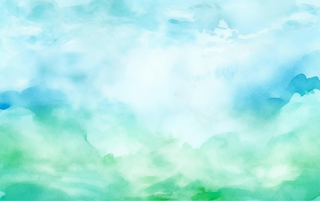 Watercolor background with a blue sky and clouds