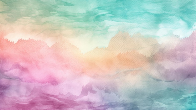 カラフルな雲と水彩の背景