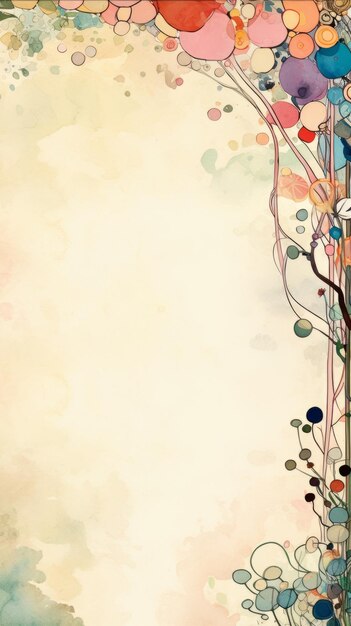 Watercolor background with flowers and leaves