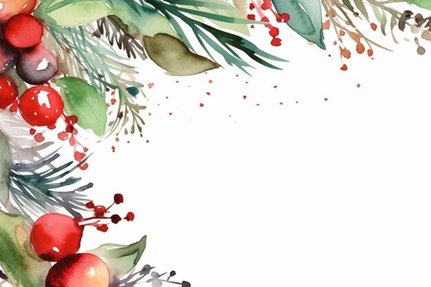 A watercolor background with fruits and berries