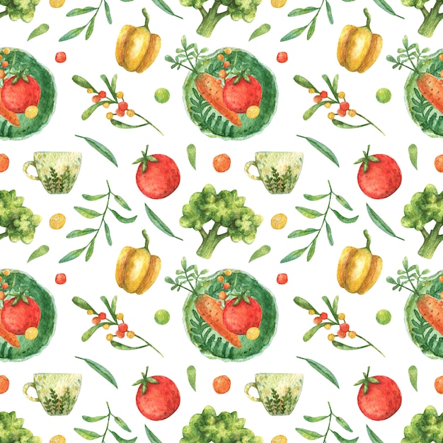 Акварельный фон с иллюстрацией овощей