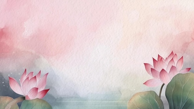 Photo watercolor background with a lotus flower