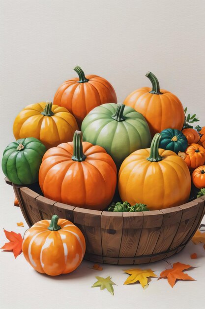 Watercolor Background with Pumpkins Halloween or Harvest Festival