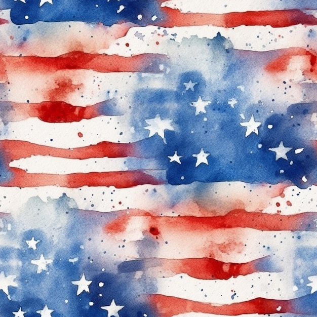 A watercolor background with stars and stripes.