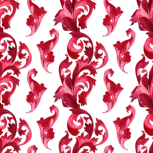 Watercolor background with stylized elements of the acanthus plant