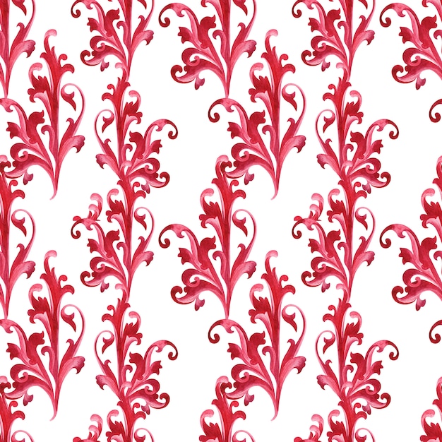 Watercolor background with stylized elements of the acanthus plant