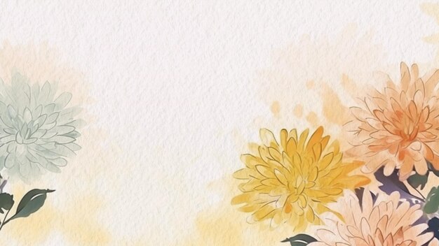 Watercolor background with a yellow flower