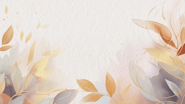 Watercolor background with a yellow leaves