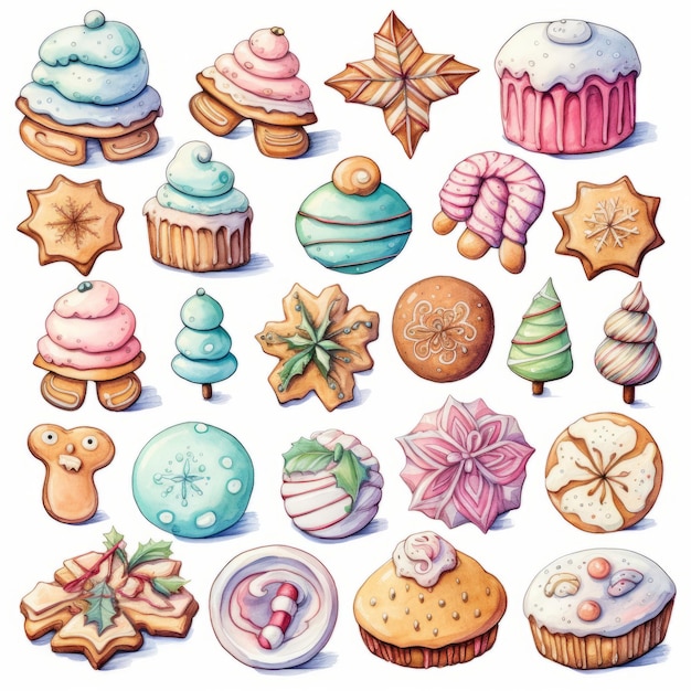 watercolor bakery set