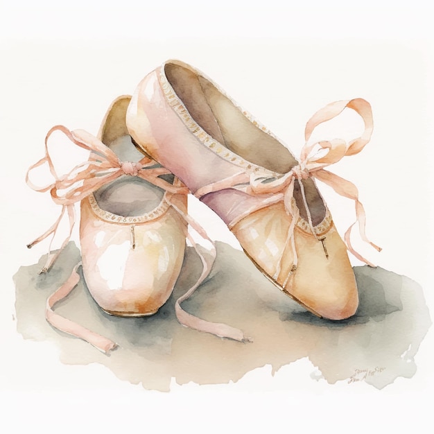 Watercolor Ballet Shoes Illustration