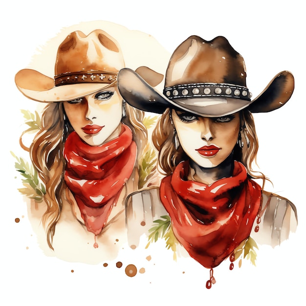 watercolor bandana western wild west cowboy desert illustration clipart