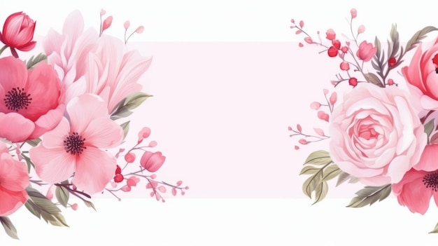 Watercolor banner template with watercolor floral for womens day