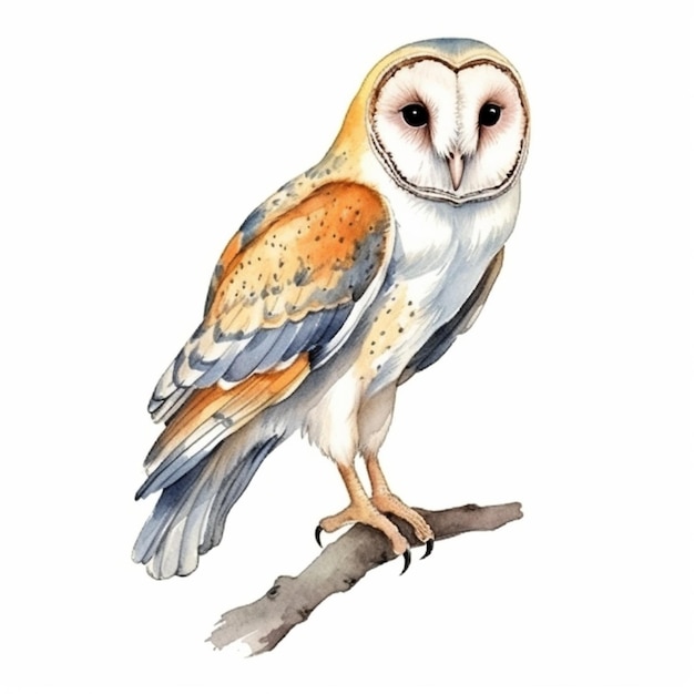 A watercolor of a barn owl