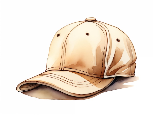 Foto cappello da baseball ad acquerello su bianco