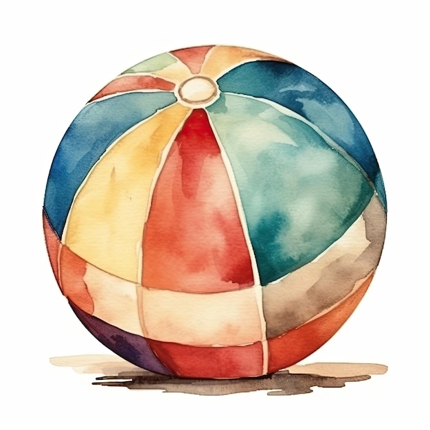 Photo watercolor beach ball on a white background