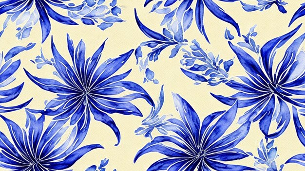 Foto acquerello bella piastrella fiore blu agapanthus modello ripetuto senza cuciture ia generativa